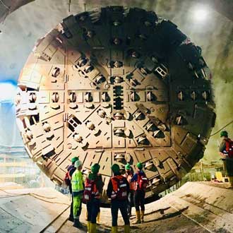 Elementekupplung in Tunnelbohrmaschine